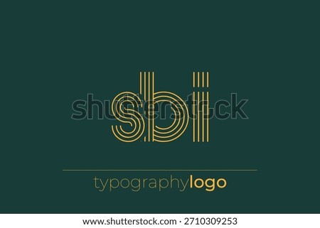 SBI modern geometric typography logo. Modern and stylish composition featuring a monochromatic typography logo illustration designed with intricate lines.