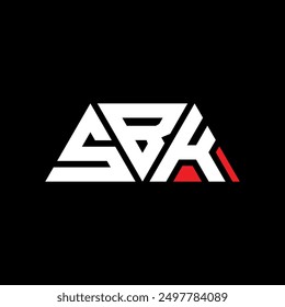 SBK Dreieck Buchstaben Logo Design mit Dreieck Form. SBK Dreieck Logo Design Monogramm. SBK Dreieck Vektor Logo Vorlage mit roter Farbe. SBK dreieckiges Logo Einfaches, elegantes und luxuriöses Design.