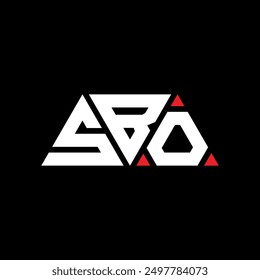 Diseño del logotipo de la letra del triángulo de SBO con la forma del triángulo. Monograma del diseño del logotipo del triángulo de SBO. Plantilla del logotipo del Vector del triángulo de SBO con color rojo. Logotipo triangular de SBO Diseño simple, elegante y lujoso.