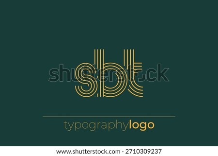 SBT modern geometric typography logo. Modern and stylish composition featuring a monochromatic typography logo illustration designed with intricate lines.