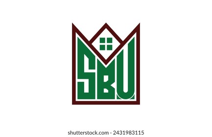 SBU carta inicial constructores inmobiliarios logo diseño vectorial. construcción, vivienda, marcador de hogar, propiedad, edificio, apartamento, piso, compartimento, negocio, corporativo, alquiler de casa, alquiler, comercial