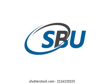 SBU letter creative modern elegant swoosh logo design