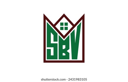SBV carta inicial constructores inmobiliarios logo diseño vectorial. construcción, vivienda, casa, rotulador, propiedad, edificio, apartamento, piso, compartimento, negocio, corporativo, alquiler de casa, alquiler, comercial