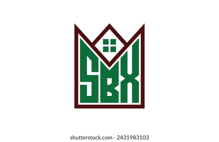 SBX carta inicial constructores inmobiliarios logo diseño vectorial. construcción, vivienda, marcador de hogar, propiedad, edificio, apartamento, piso, compartimento, negocio, corporativo, alquiler de casa, alquiler, comercial