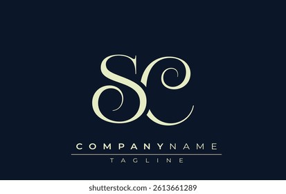 SC abstract Logo. Elegantly Designed Minimalist Monogram Logo with Stylish Lettering. Sophisticated and sleek minimalist monogram showcasing unique lettering design.