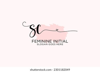 SC beauty monogram and elegant logo design handwriting logo of initial signature, wedding, fashion, floral and botanical with creative template.