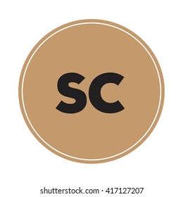 sc brown letters ,abstract background logo, design identity in circle, alphabet letter
