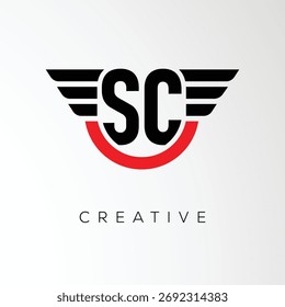 SC Creative Wings Letter Logo mit modernem Schild - Leistungsstarkes Business- und Branding-Symbol	
