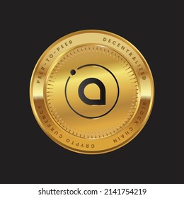 SC Cryptocurrency logo in black color concept on gold coin. Sia Coin Block chain technology symbol. Vector illustration.