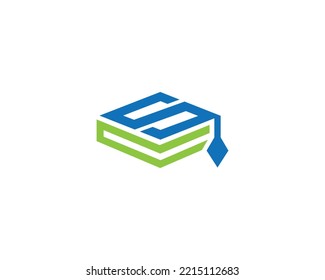 SC And CS Letter Education Logo Design With Graduation Cap Symbol Vector Graphic Template.