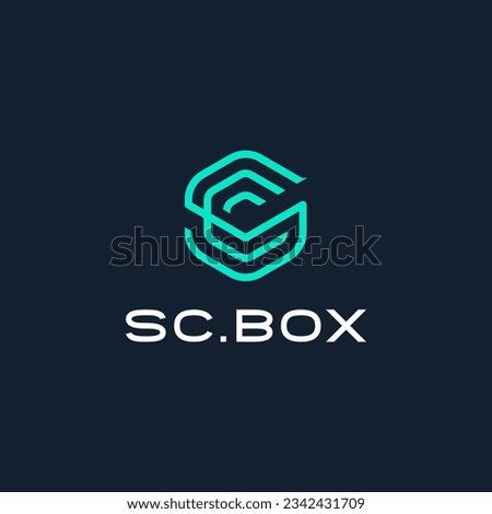 SC or CS letter logo design, Logotype box icon vector