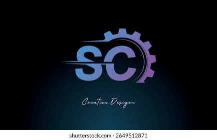SC Gear Fusion Logo – Industrial Tech-Inspired Letter mark Futuristic Industrial Letter Mark Design for Technology and Engineering Brands.