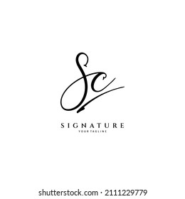 Sc Handwritten Logo Template Initial Signature Stock Vector (Royalty ...