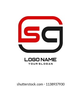 SC initial box letter logo template vector
