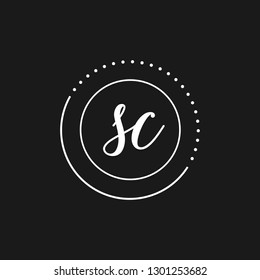 SC Initial Handwriting logo template vector