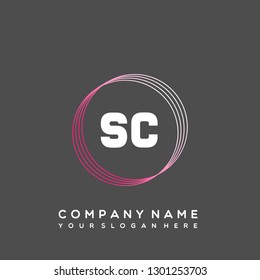 SC Initial Handwriting logo template vector