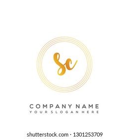 SC Initial Handwriting logo template vector