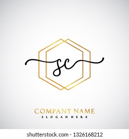 SC Initial Handwriting logo template vector