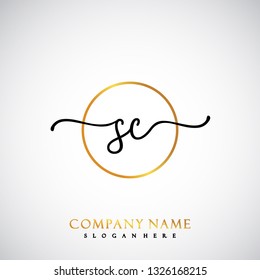SC Initial Handwriting logo template vector