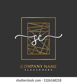 SC Initial Handwriting logo template vector