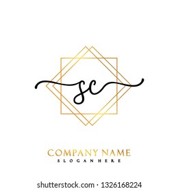 SC Initial Handwriting logo template vector