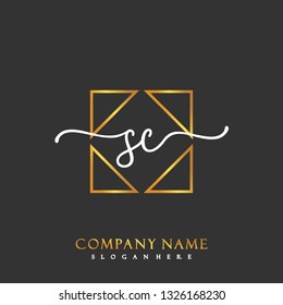 SC Initial Handwriting logo template vector