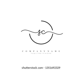 SC initial handwriting logo template vector