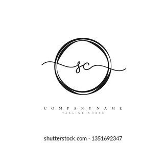 SC initial handwriting logo template vector
