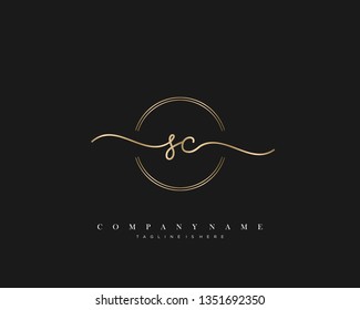SC initial handwriting logo template vector