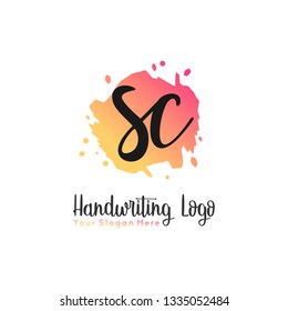 SC Initial handwriting logo vector