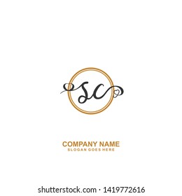SC Initial handwriting logo vector