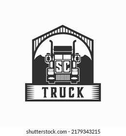Diseño de logotipo de camión de carta inicial SC Vector de material simple
