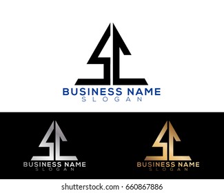 sc initial letters linked triangle shape logo
