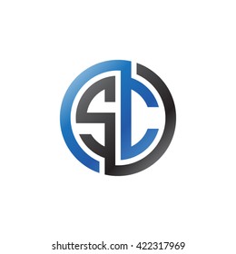 SC initial letters looping linked circle logo blue black