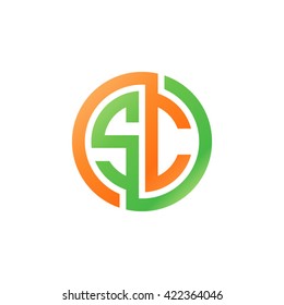 SC initial letters looping linked circle logo orange green