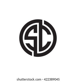SC initial letters looping linked circle monogram logo