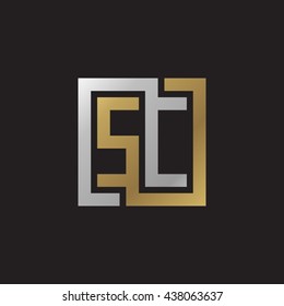 SC initial letters looping linked square elegant logo golden silver black background