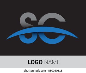 SC initial logo company name colored grey and blue swoosh design.