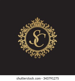 SC initial luxury ornament monogram logo