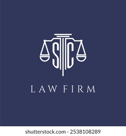 Monograma inicial de SC para el logotipo del bufete de abogados con la Imagen del Vector de las escalas