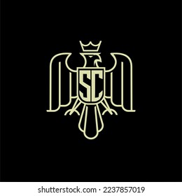 SC initial monogram logo for eagle  crown image vector design