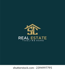 SC initial monogram logo for real estate with home shape creative design