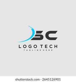 Monograma inicial SC para design de logotipo de tecnologia