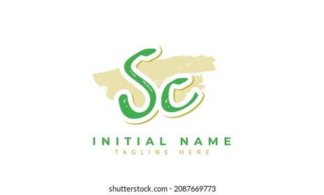 Sc Initials, handwriting logo vector