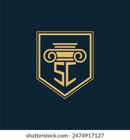 SC Initials Law Firm Logo Lawyer logo with creative law element