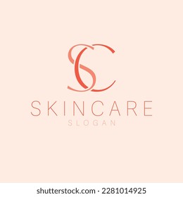 SC leters brand logo design. Skincare monogram logotype. S and C logo templete. 