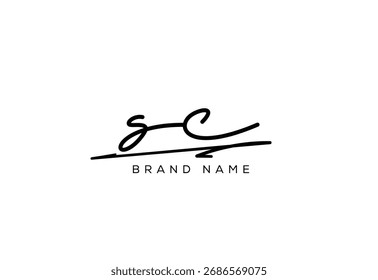 SC letter elegant cursive beauty handwriting logo.