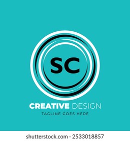 Diseño creativo del logotipo de la carta del SC. SC diseño único. Ilustración vectorial