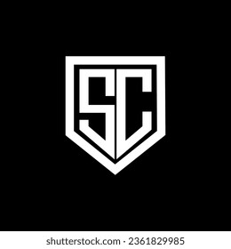SC-Buchstaben Logo-Design mit schwarzem Hintergrund in Illustrator. Vektorlogo, kalligraphische Designs für Logo, Poster, Einladung, etc.