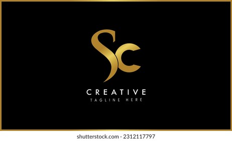 SC Letter Logo Design with Creative Modern Trendy Typography and golden Color, Isolated on a black background.